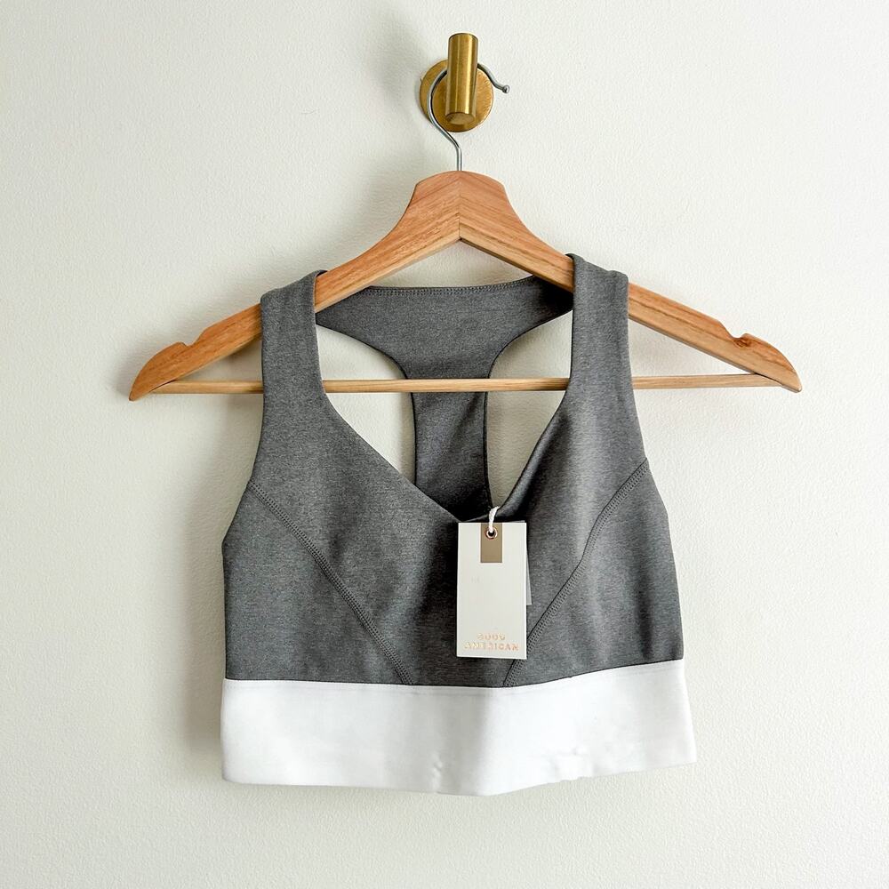 NWT Good American Core Racer Bra Activewear Sports Bra Heather Gray 0